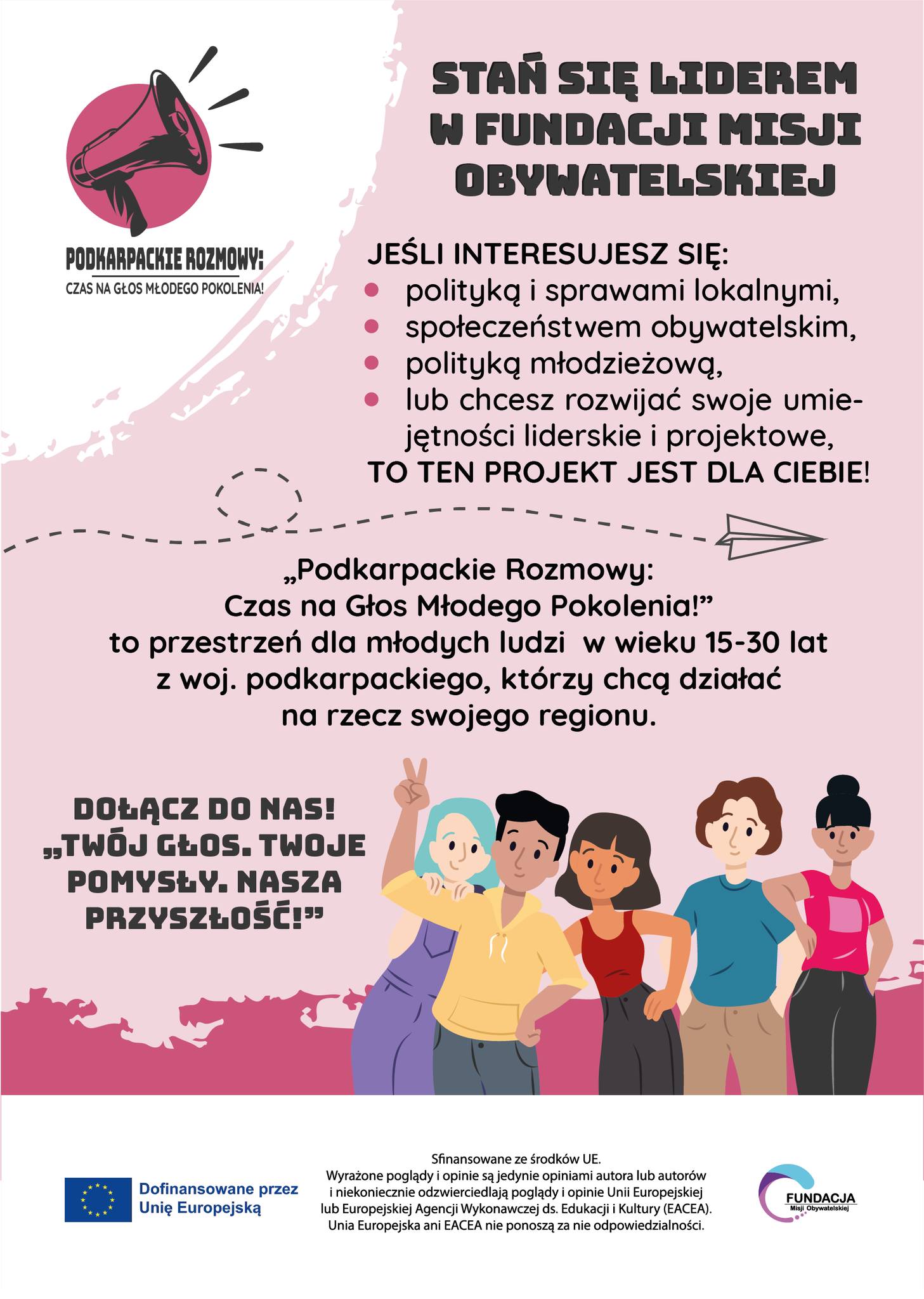 Rekrutacja do projektu „Podkarpackie rozmowy: Czas na Głos Młodego Pokolenia” AKTUALIZACJA