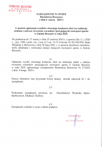 Ogłoszenie wyników otwartego konkursu ofert na realizację zadania z zakresu tworzenia warunków sprzyjających rozwojowi sportu w Gminie Brzozów na rok 2025.