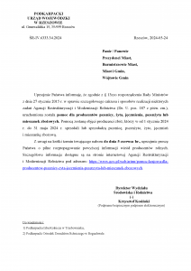 Informacja o pomocy dla producentów pszenicy, żyta, jęczmienia, pszenżyta lub mieszanek zbożowych