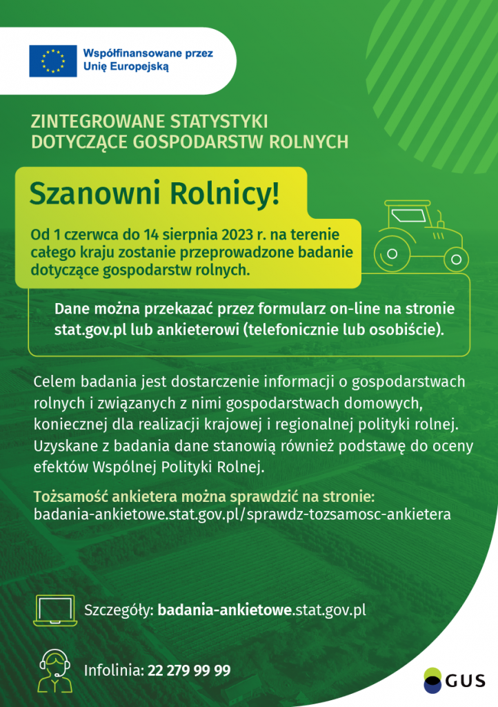 Informacja dotycząca badań statystycznych z zakresu rolnictwa