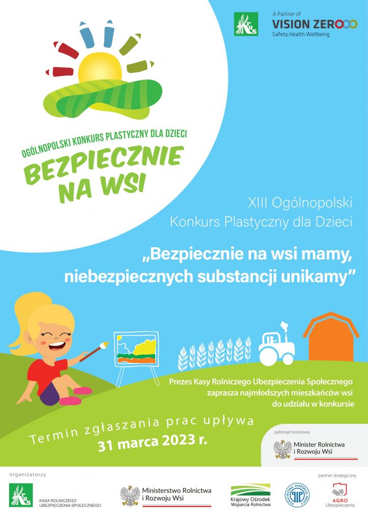 Konkurs plastyczny KRUS „Bezpiecznie na wsi mamy, niebezpiecznych substancji unikamy”