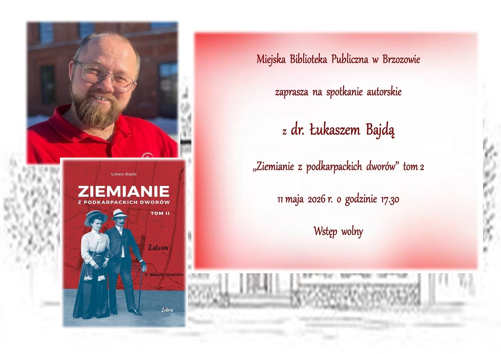 Spotkanie autorskie z dr. Łukaszem Bajdą w Miejskiej Bibliotece Publicznej w Brzozowie 