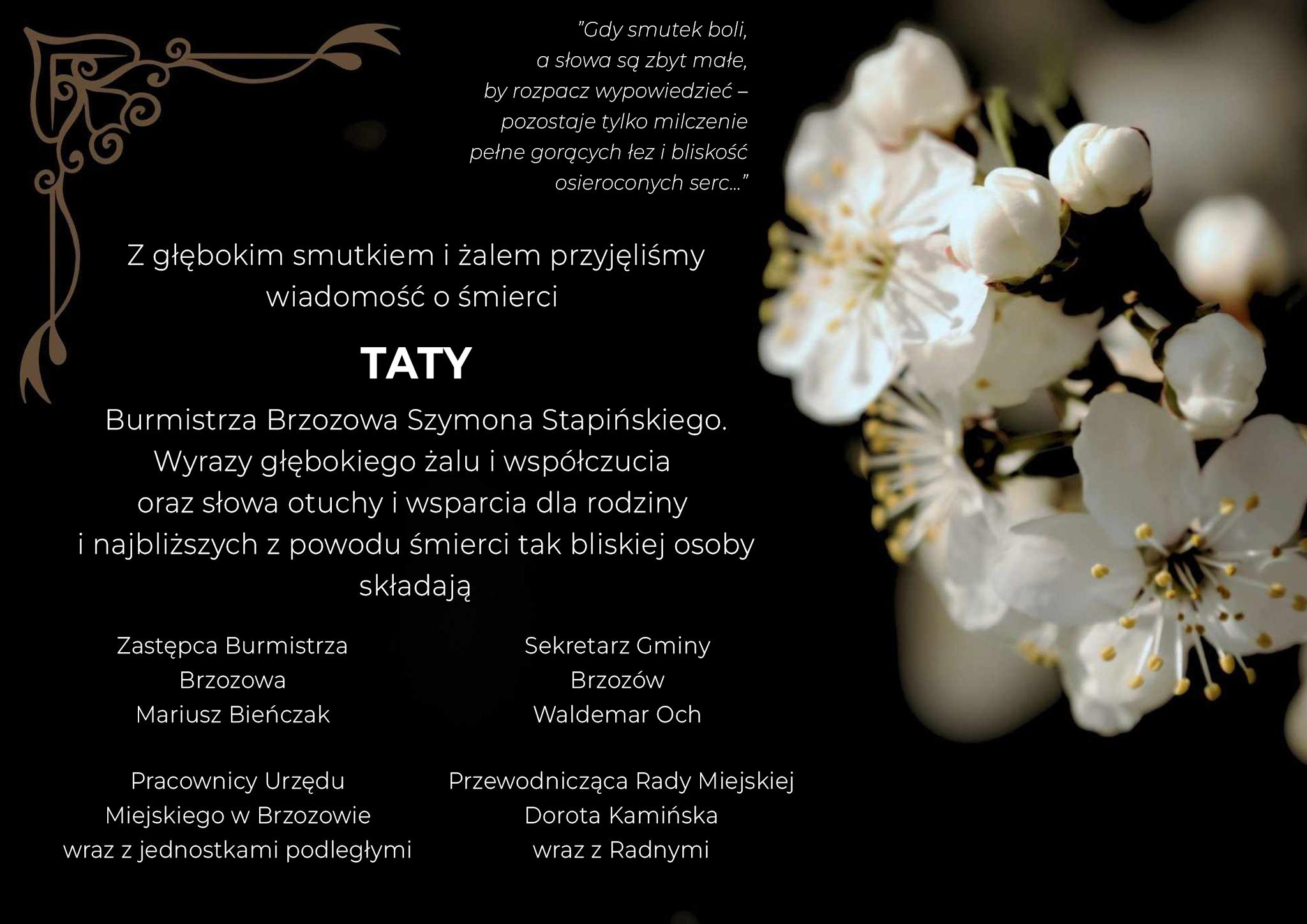 Kondolencje dla Burmistrza Brzozowa