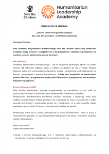 Zaproszenie na szkolenie warsztatowe „Lokalna społeczność gotowa na kryzys”