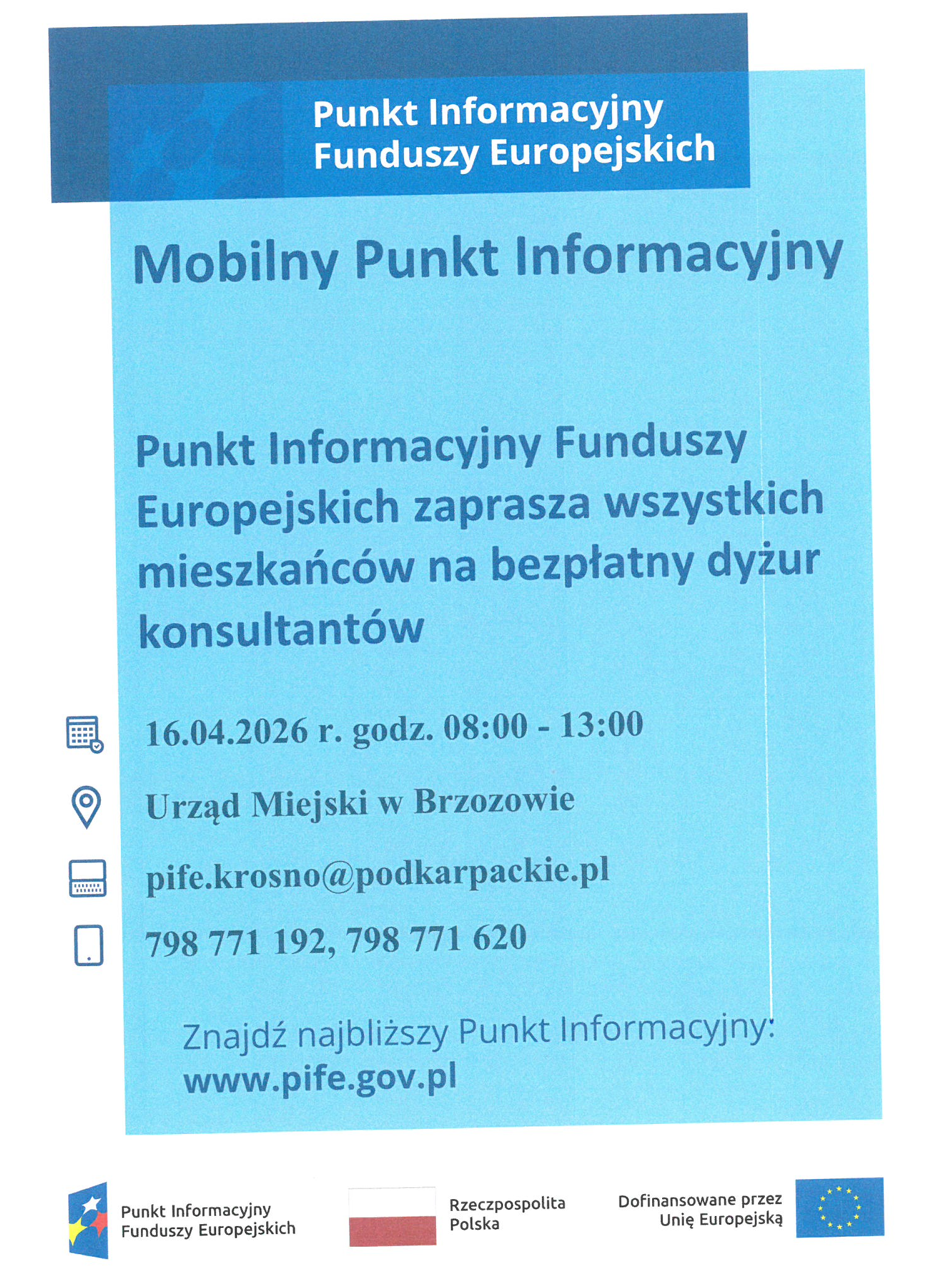 Mobilny Punkt Informacyjny w Urzędzie Miejskim w Brzozowie 