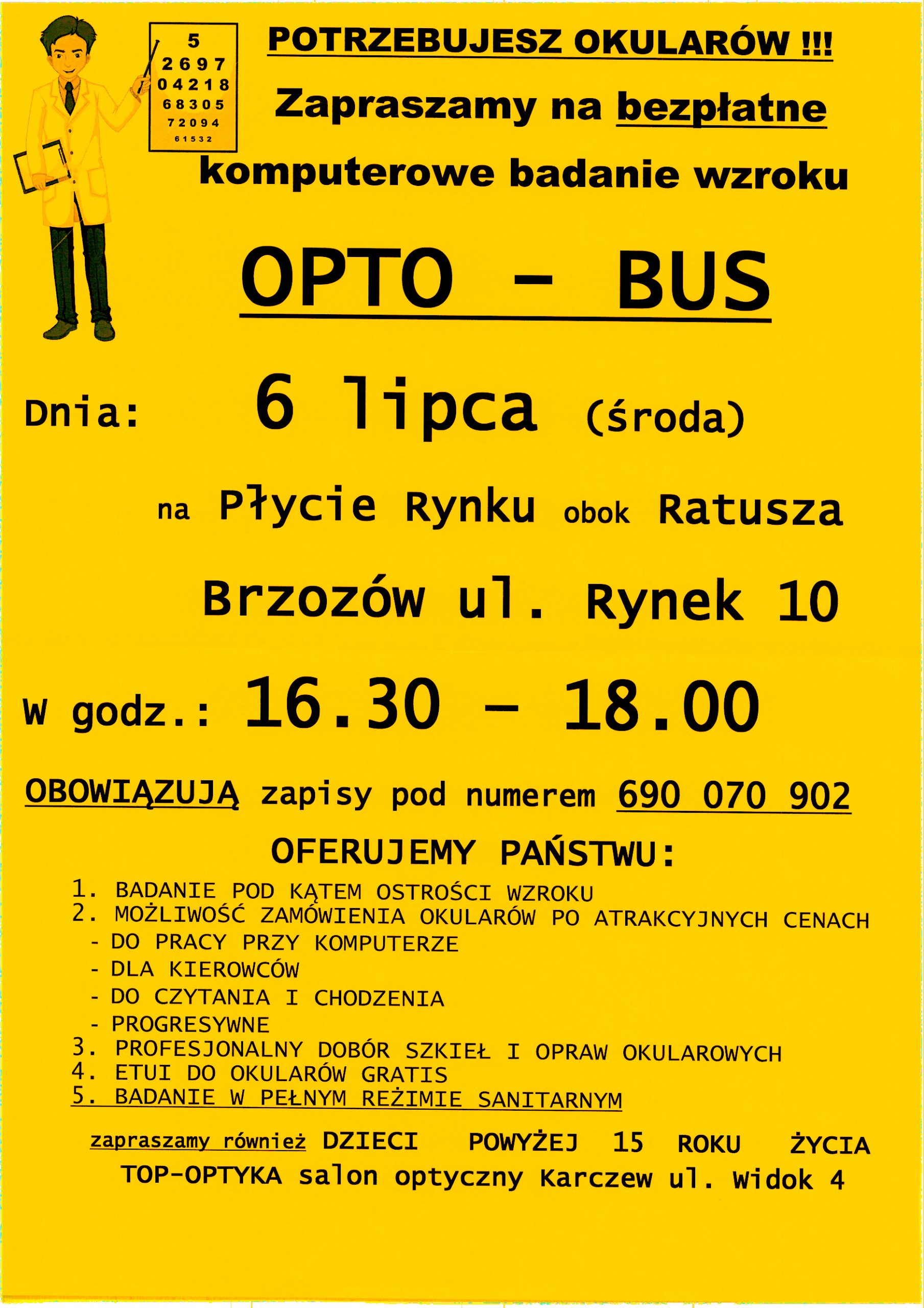 Bezpłatne badanie wzroku OPTO – BUS