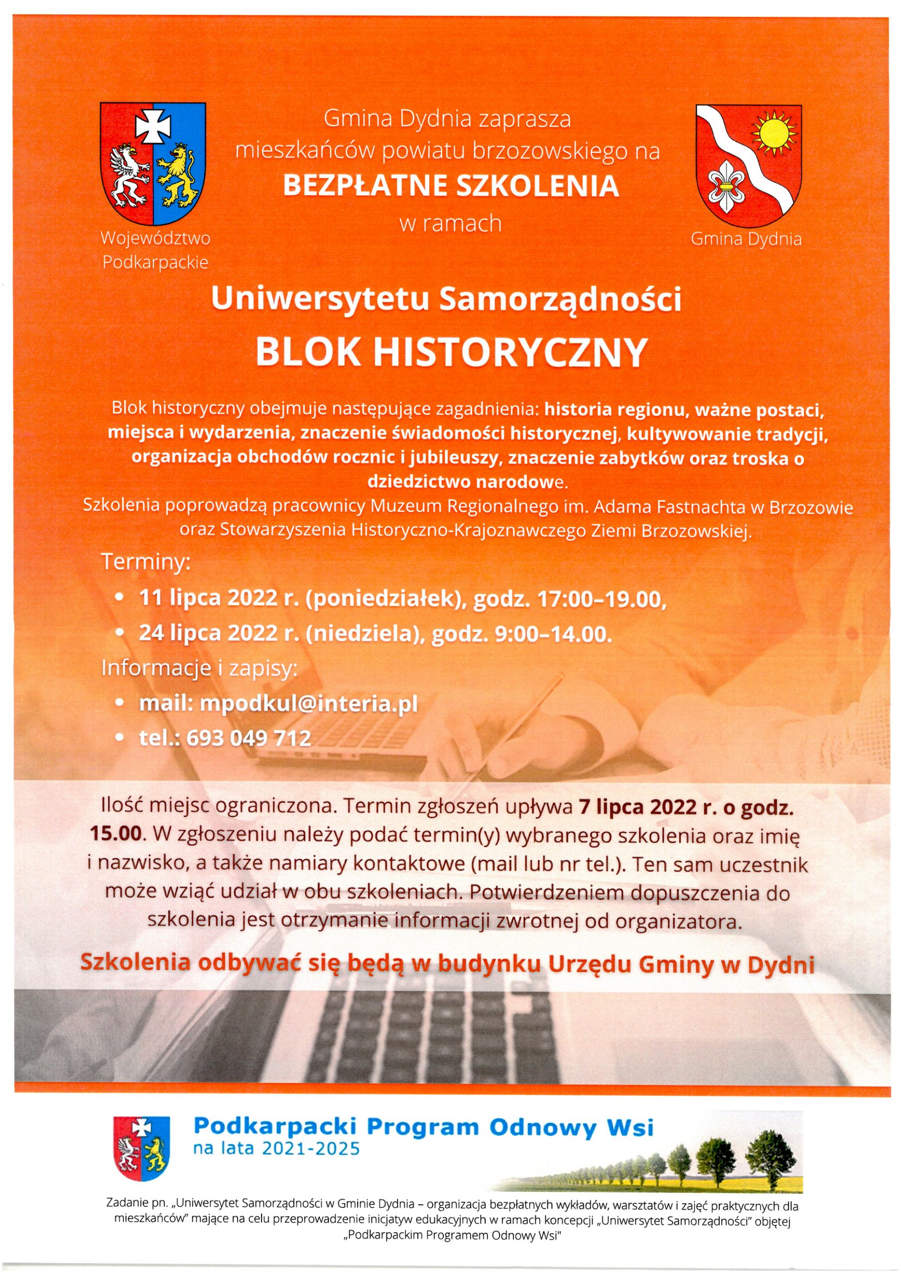 Bezpłatne szkolenia w ramach Uniwersytetu Samorządności Blok Historyczny