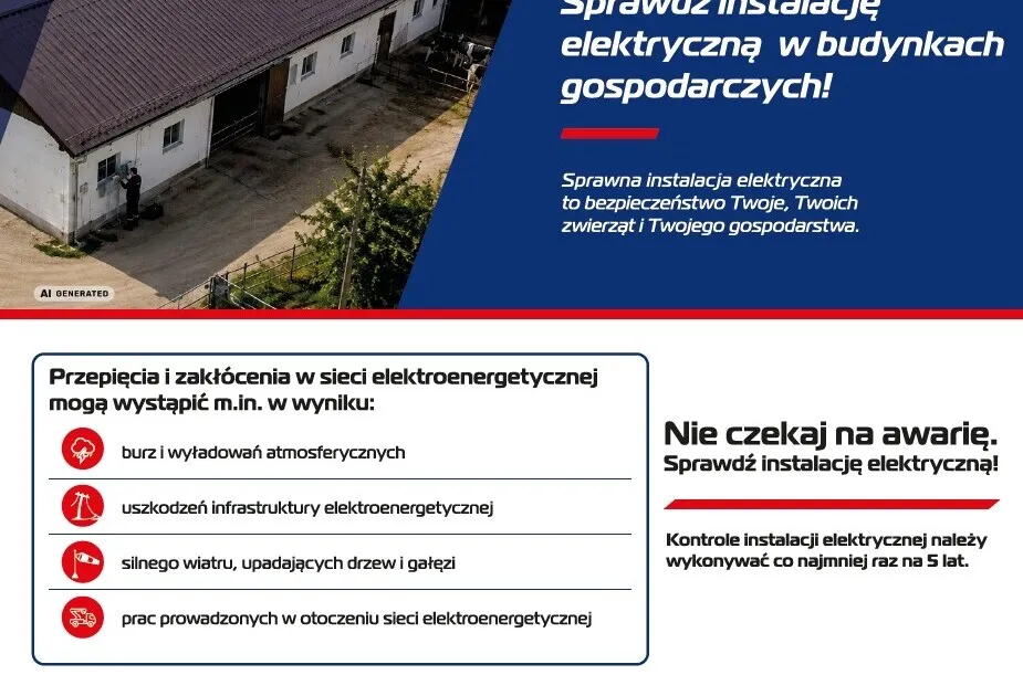 PGE Dystrybucja apeluje do rolników o kontrolę instalacji elektryczny…