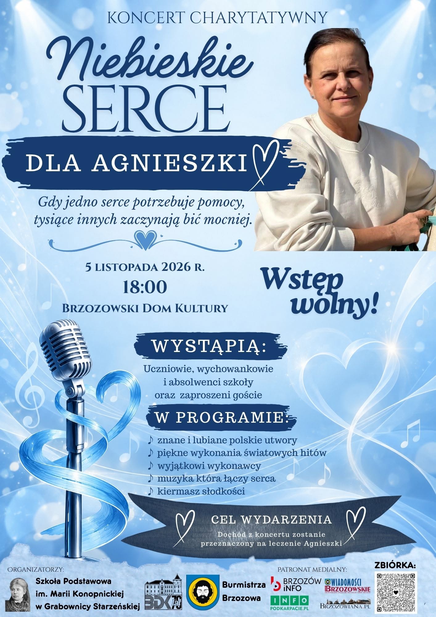 Zapraszamy na koncert charytatywny „Niebieskie Serce dla Agnieszki”