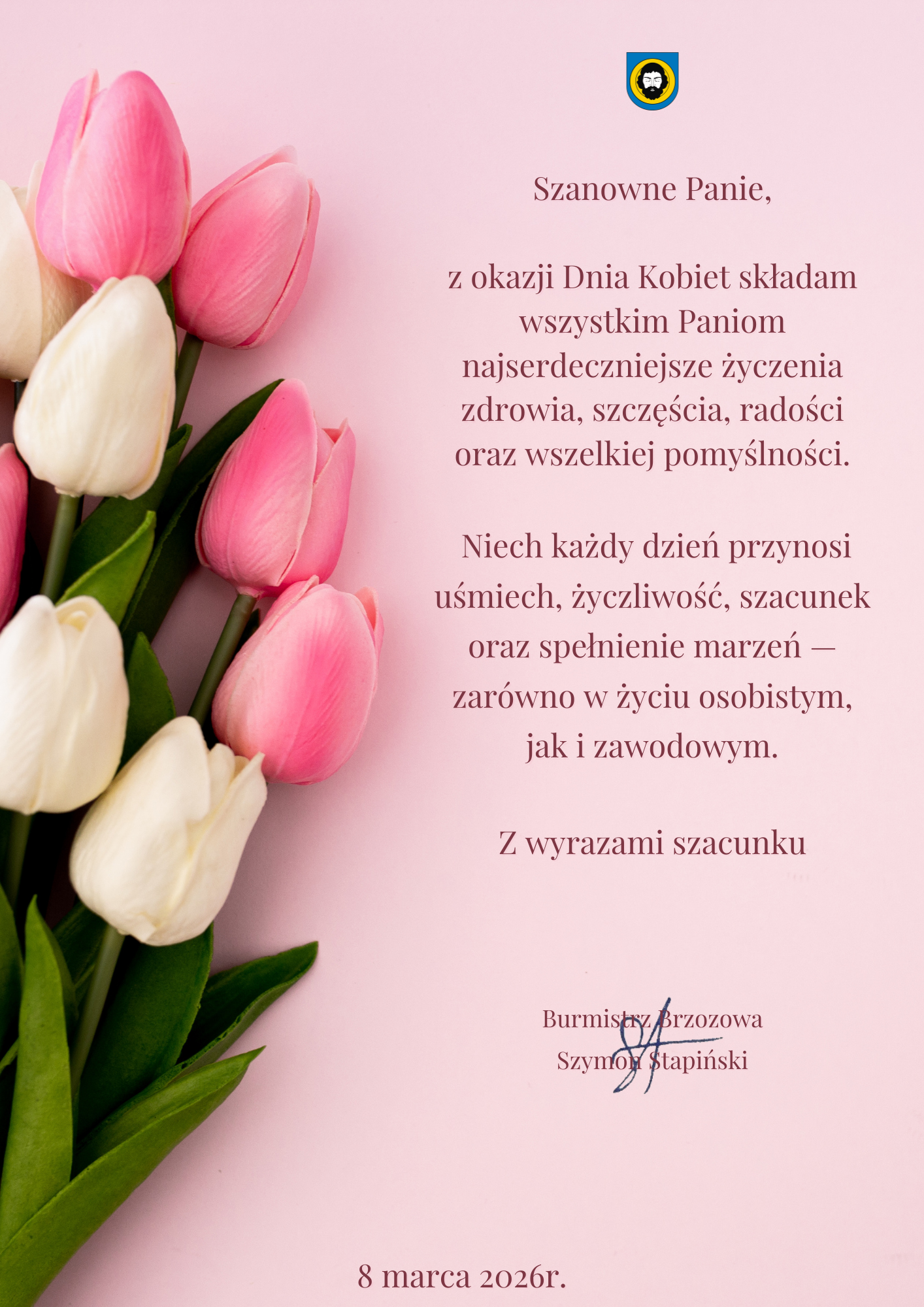 Życzenia Burmistrza Brzozowa z okazji Dnia Kobiet