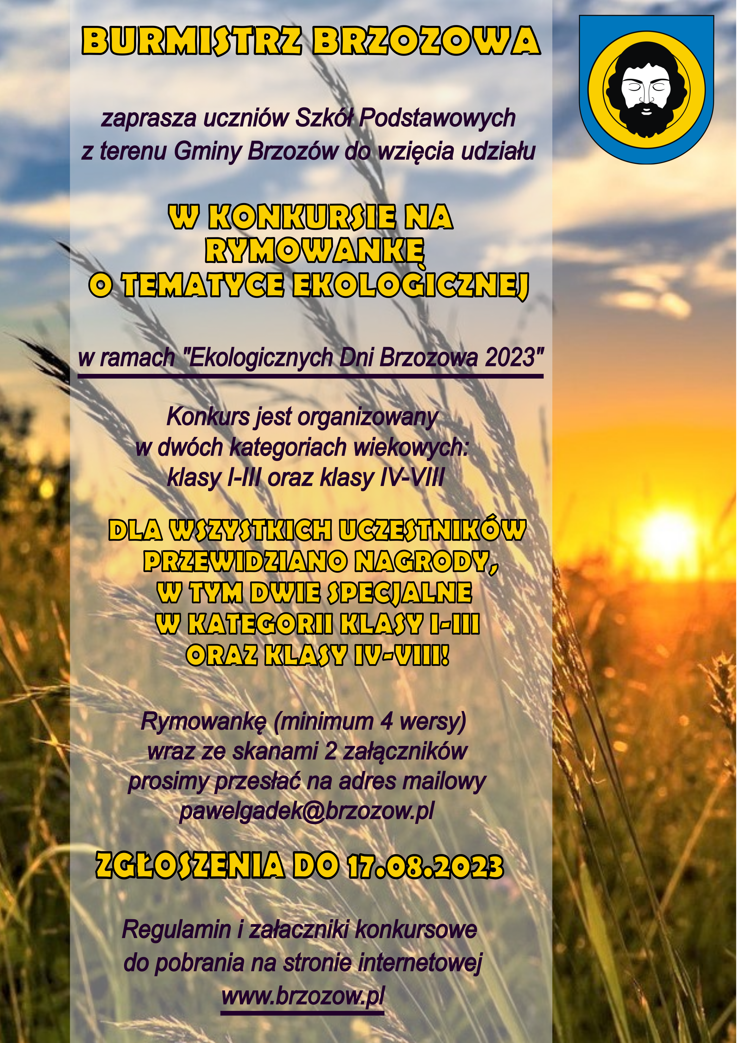 Konkurs na Rymowankę o Tematyce Ekologicznej dla Uczniów Szkół Podstawowych (zgłoszenia do 17.08.2023 r.)