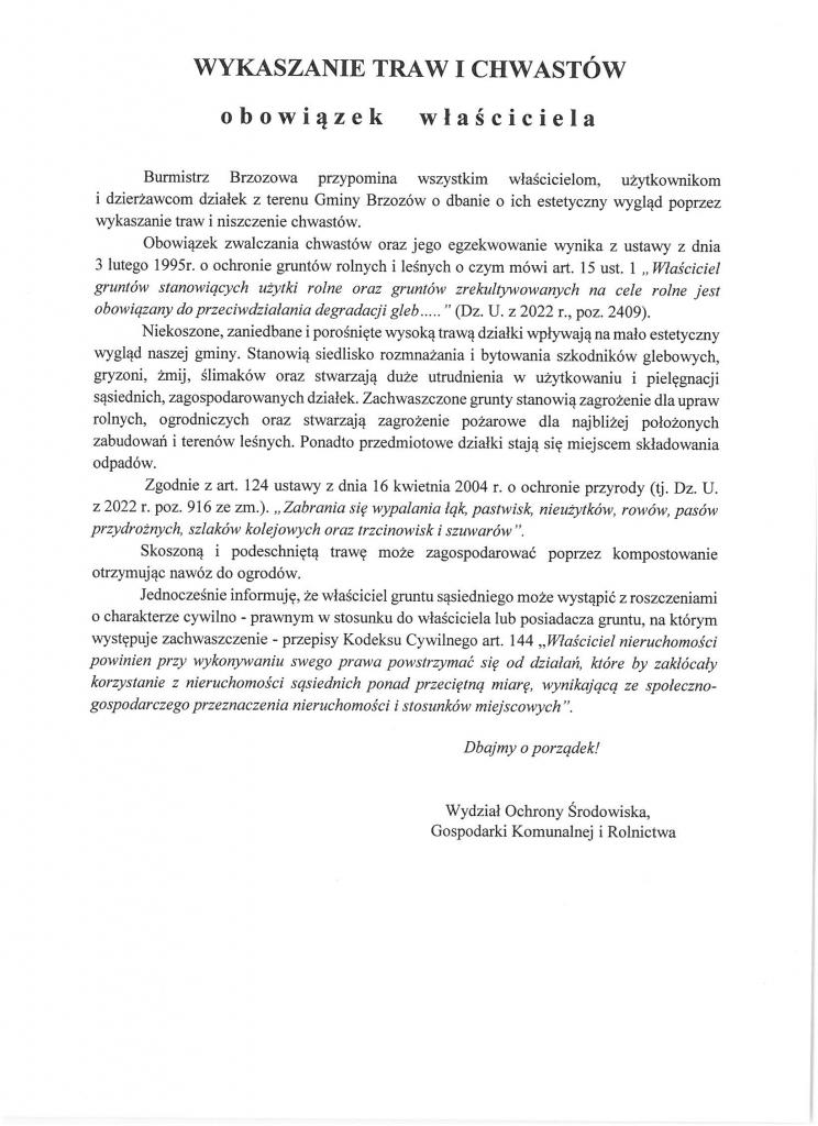 Wykaszanie traw i chwastów