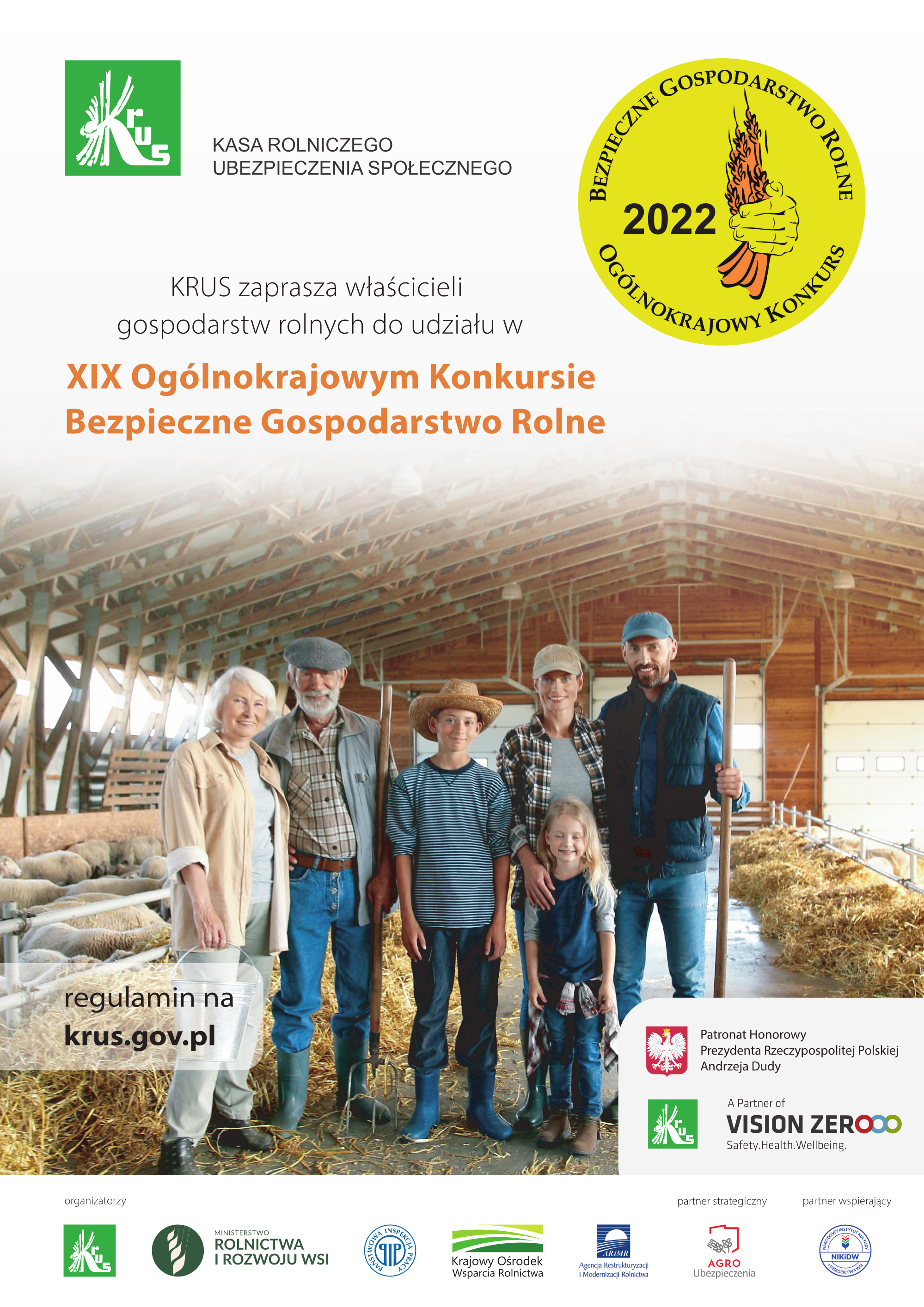 XIX Ogólnokrajowym Konkursie Bezpieczne Gospodarstwo Rolne konkurs, plakat
